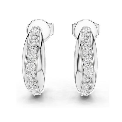 0.38 CT Lab Diamond Hoop Earrings | Round Brilliant Cut | 18KT, 14KT, 10KT Gold & 925 Silver | Rose, Yellow, White Gold | Luxury Fine Jewelry