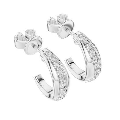 0.38 CT Lab-Grown VVS-VS EF CVD Diamond Hoop Earrings | 18KT, 14KT, 10KT Gold & 925 Silver | Moissanite Options | Rose, Yellow, White Gold