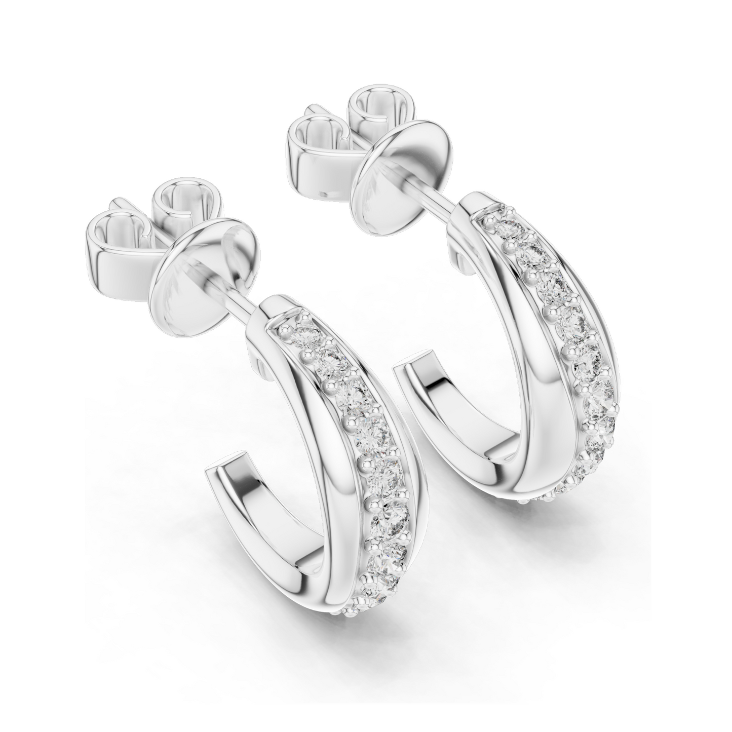 0.38 CT Lab Diamond Hoop Earrings | Round Brilliant Cut | 18KT, 14KT, 10KT Gold & 925 Silver | Rose, Yellow, White Gold | Luxury Fine Jewelry