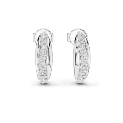 0.38 CT Lab Diamond Hoop Earrings | Round Brilliant Cut | 18KT, 14KT, 10KT Gold & 925 Silver | Rose, Yellow, White Gold | Luxury Fine Jewelry