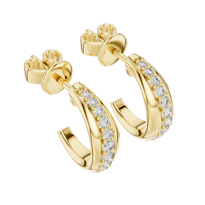 0.38 CT Lab-Grown VVS-VS EF CVD Diamond Hoop Earrings | 18KT, 14KT, 10KT Gold & 925 Silver | Moissanite Options | Rose, Yellow, White Gold