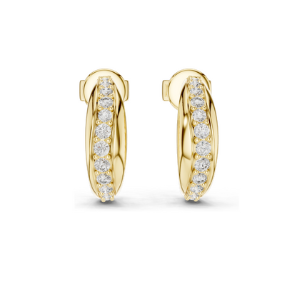 0.38 CT Lab Diamond Hoop Earrings | Round Brilliant Cut | 18KT, 14KT, 10KT Gold & 925 Silver | Rose, Yellow, White Gold | Luxury Fine Jewelry