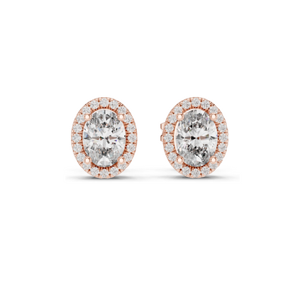 1.2 CT Lab Diamond Halo Earrings for Women | VVS-VS EF Clarity | 18KT, 14KT, 10KT Gold & 925 Silver | Rose, Yellow, White Gold & Moissanite Options