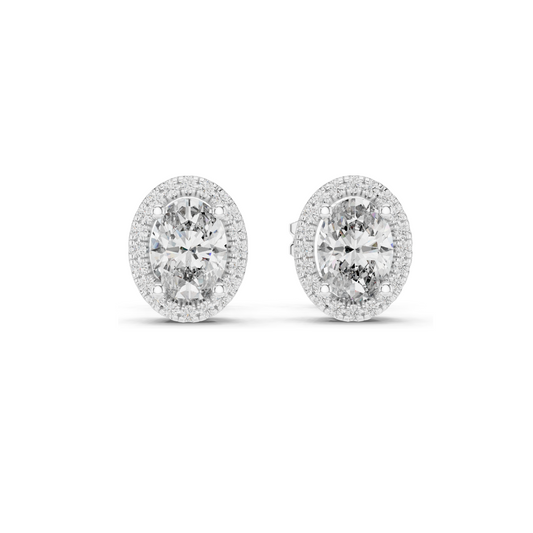 1.2 CT Lab Diamond Halo Earrings for Women | VVS-VS EF Clarity | 18KT, 14KT, 10KT Gold & 925 Silver | Rose, Yellow, White Gold & Moissanite Options