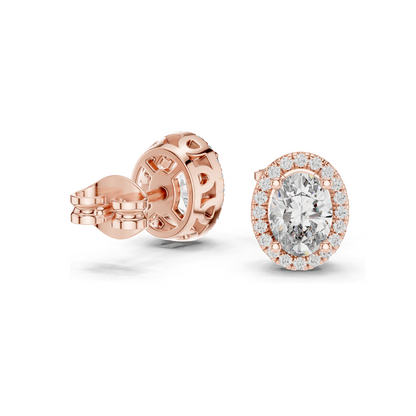 1.2 CT Lab Diamond Halo Earrings for Women | VVS-VS EF Clarity | 18KT, 14KT, 10KT Gold & 925 Silver | Rose, Yellow, White Gold & Moissanite Options