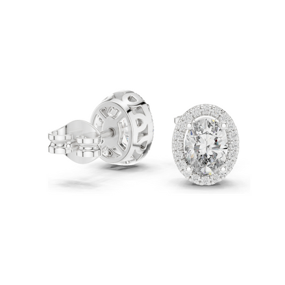 1.2 CT Lab Diamond Halo Earrings for Women | VVS-VS EF Clarity | 18KT, 14KT, 10KT Gold & 925 Silver | Rose, Yellow, White Gold & Moissanite Options