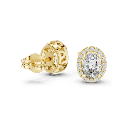 1.2 CT Lab Diamond Halo Earrings for Women | VVS-VS EF Clarity | 18KT, 14KT, 10KT Gold & 925 Silver | Rose, Yellow, White Gold & Moissanite Options