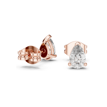 1 CT Lab Diamond Pear-Shaped Earrings | VVS-VS Clarity, EF Color | 18KT, 14KT, 10KT Gold & 925 Silver Options | Rose, Yellow, White Gold & Moissanite
