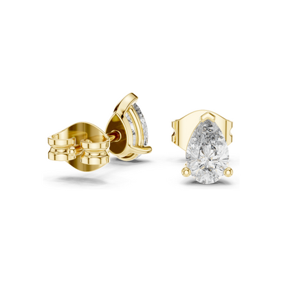 1 CT Lab Diamond Pear-Shaped Earrings | VVS-VS Clarity, EF Color | 18KT, 14KT, 10KT Gold & 925 Silver Options | Rose, Yellow, White Gold & Moissanite