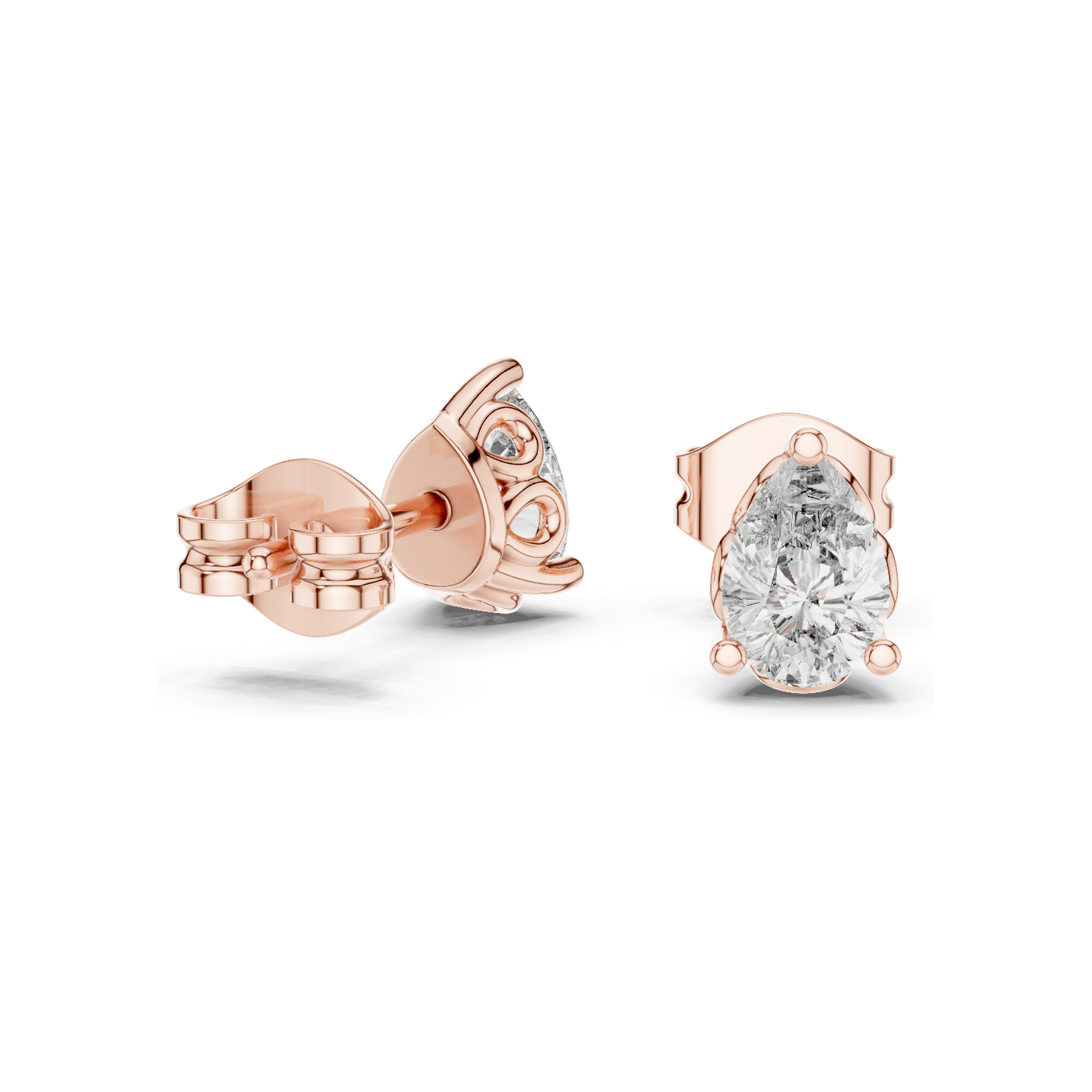 0.95 CT Lab-Grown Diamond Pear-Shaped Stud Earrings | VVS-VS EF Clarity | 18KT, 14KT, 10KT Gold & 925 Silver | Rose, Yellow, White Gold & Moissanite Options