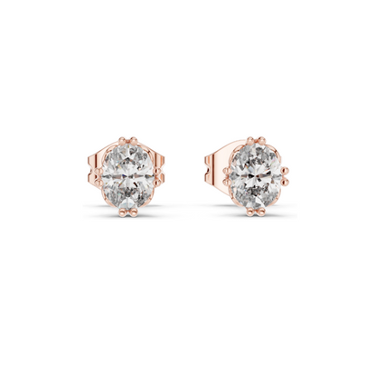 Oval Lab Diamond Earrings | 0.75 CT VVS-VS EF Clarity | 18KT, 14KT, 10KT Gold & 925 Silver | Rose, Yellow, White Gold & Moissanite Options
