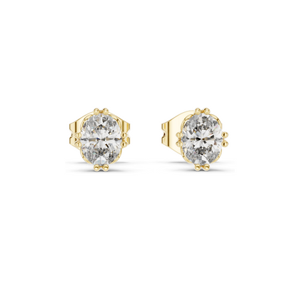 Oval Lab Diamond Earrings | 0.75 CT VVS-VS EF Clarity | 18KT, 14KT, 10KT Gold & 925 Silver | Rose, Yellow, White Gold & Moissanite Options