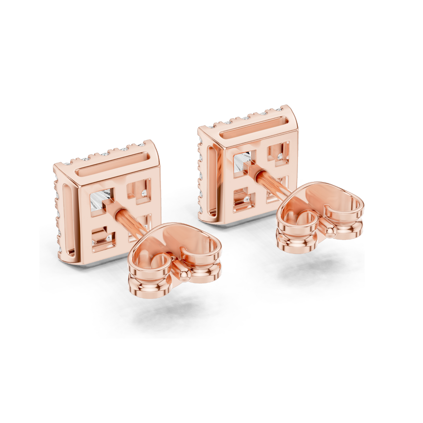 1.288 CT Lab Diamond Princess Cut Stud Earrings | VVS-VS EF Clarity | 18KT, 14KT, 10KT Gold & 925 Silver | Rose, Yellow, White Gold & Moissanite Options