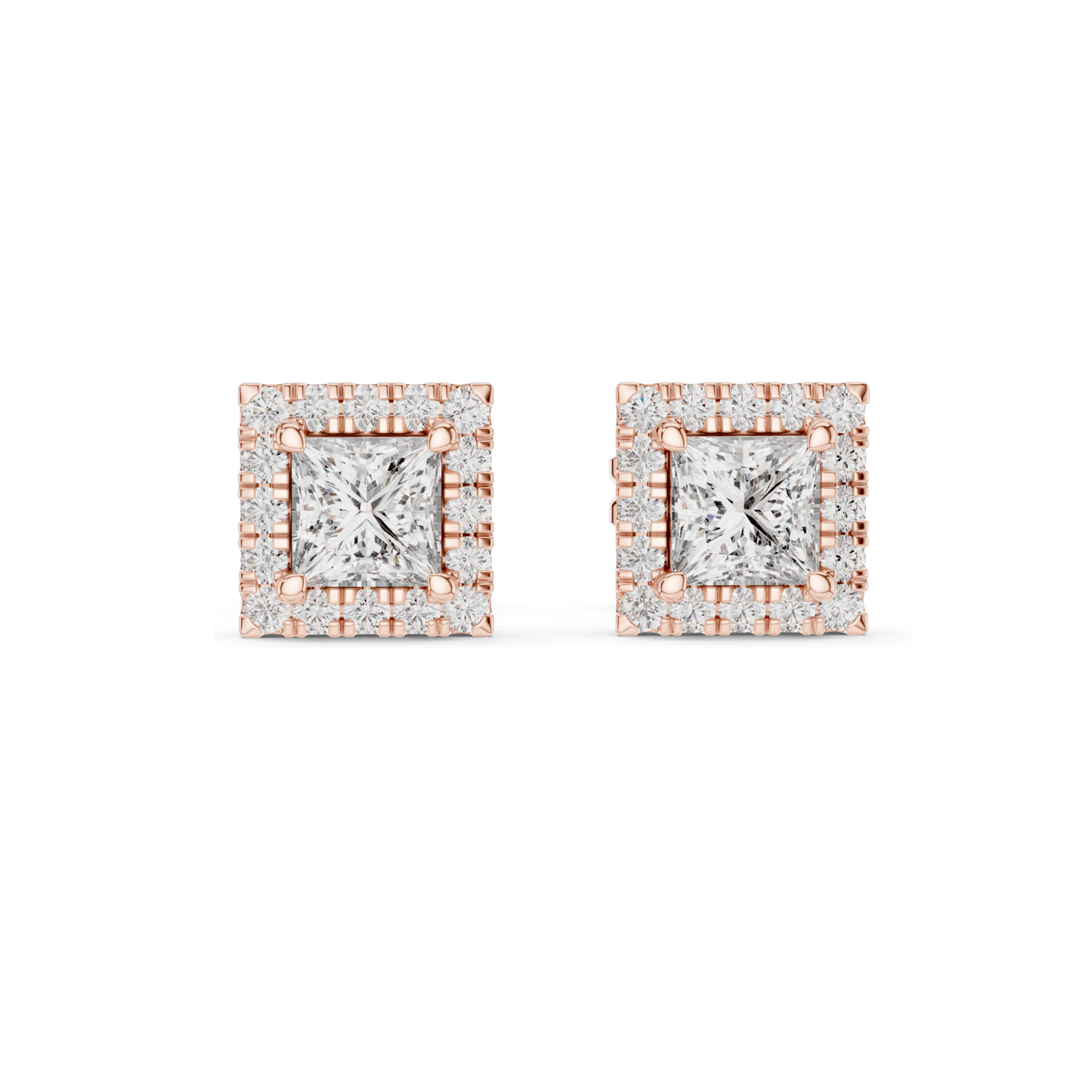 1.288 CT Lab Diamond Princess Cut Stud Earrings | VVS-VS EF Clarity | 18KT, 14KT, 10KT Gold & 925 Silver | Rose, Yellow, White Gold & Moissanite Options