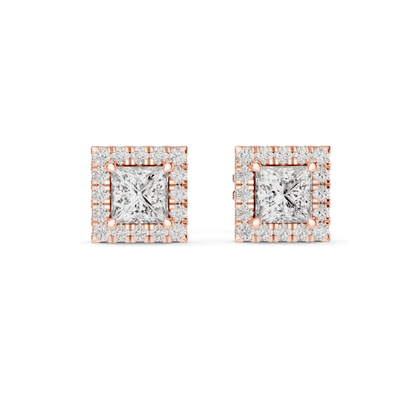 1.288 CT Lab Diamond Princess Cut Stud Earrings | VVS-VS EF Clarity | 18KT, 14KT, 10KT Gold & 925 Silver | Rose, Yellow, White Gold & Moissanite Options