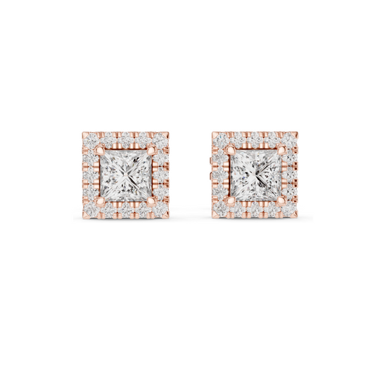 1.288 CT Lab Diamond Princess Cut Stud Earrings | VVS-VS EF Clarity | 18KT, 14KT, 10KT Gold & 925 Silver | Rose, Yellow, White Gold & Moissanite Options