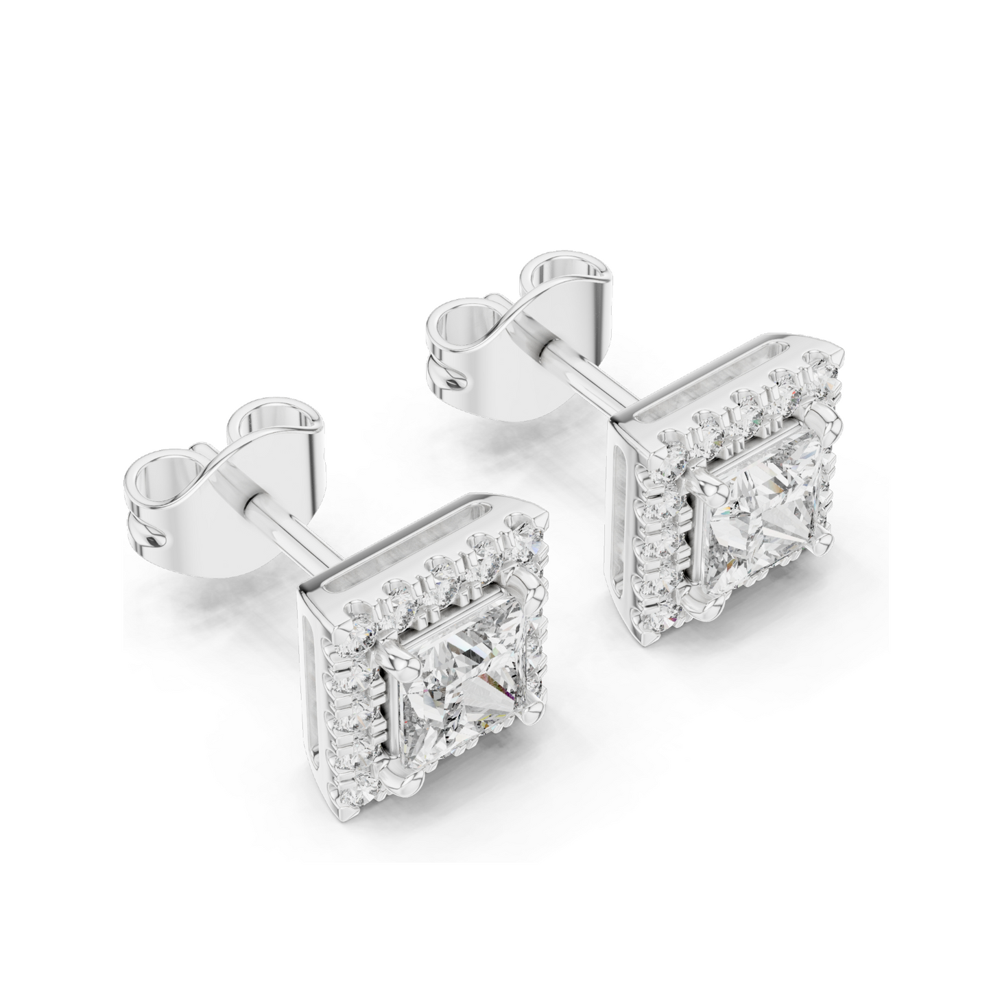 1.288 CT Lab Diamond Princess Cut Stud Earrings | VVS-VS EF Clarity | 18KT, 14KT, 10KT Gold & 925 Silver | Rose, Yellow, White Gold & Moissanite Options