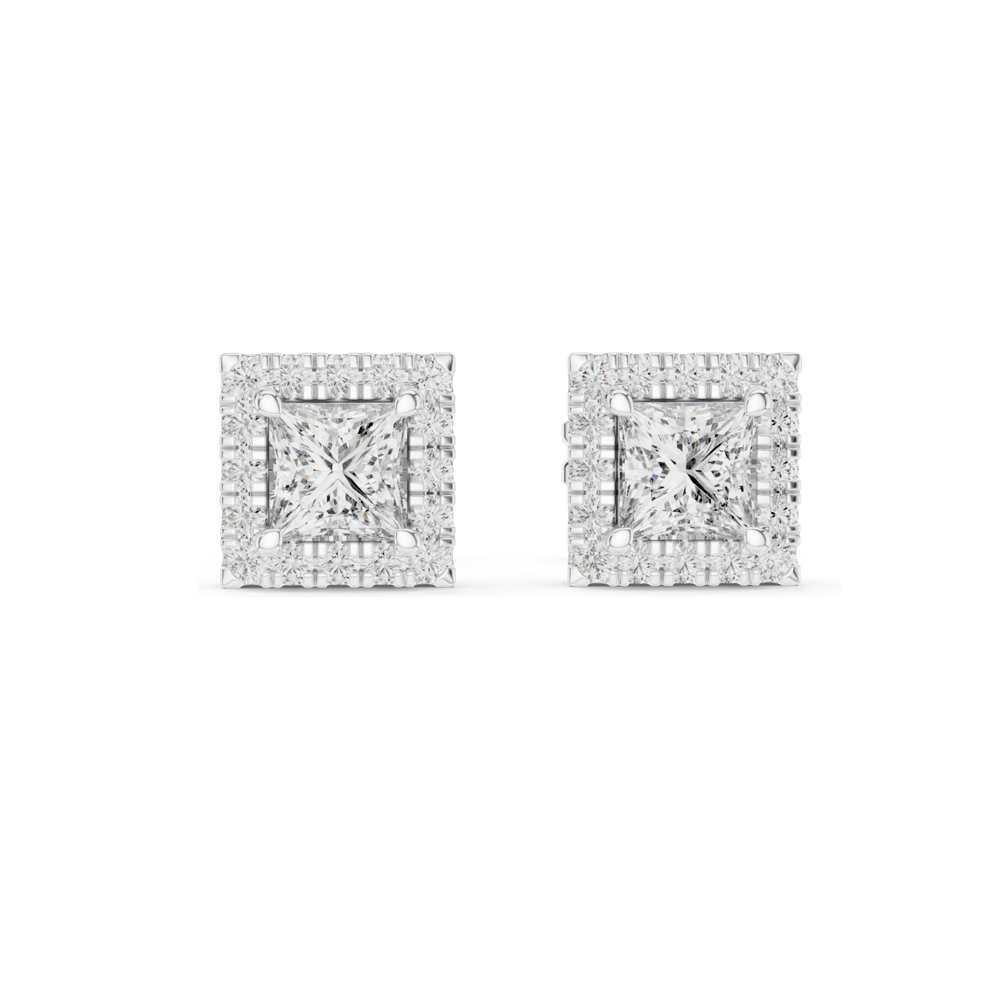 1.288 CT Lab Diamond Princess Cut Stud Earrings | VVS-VS EF Clarity | 18KT, 14KT, 10KT Gold & 925 Silver | Rose, Yellow, White Gold & Moissanite Options