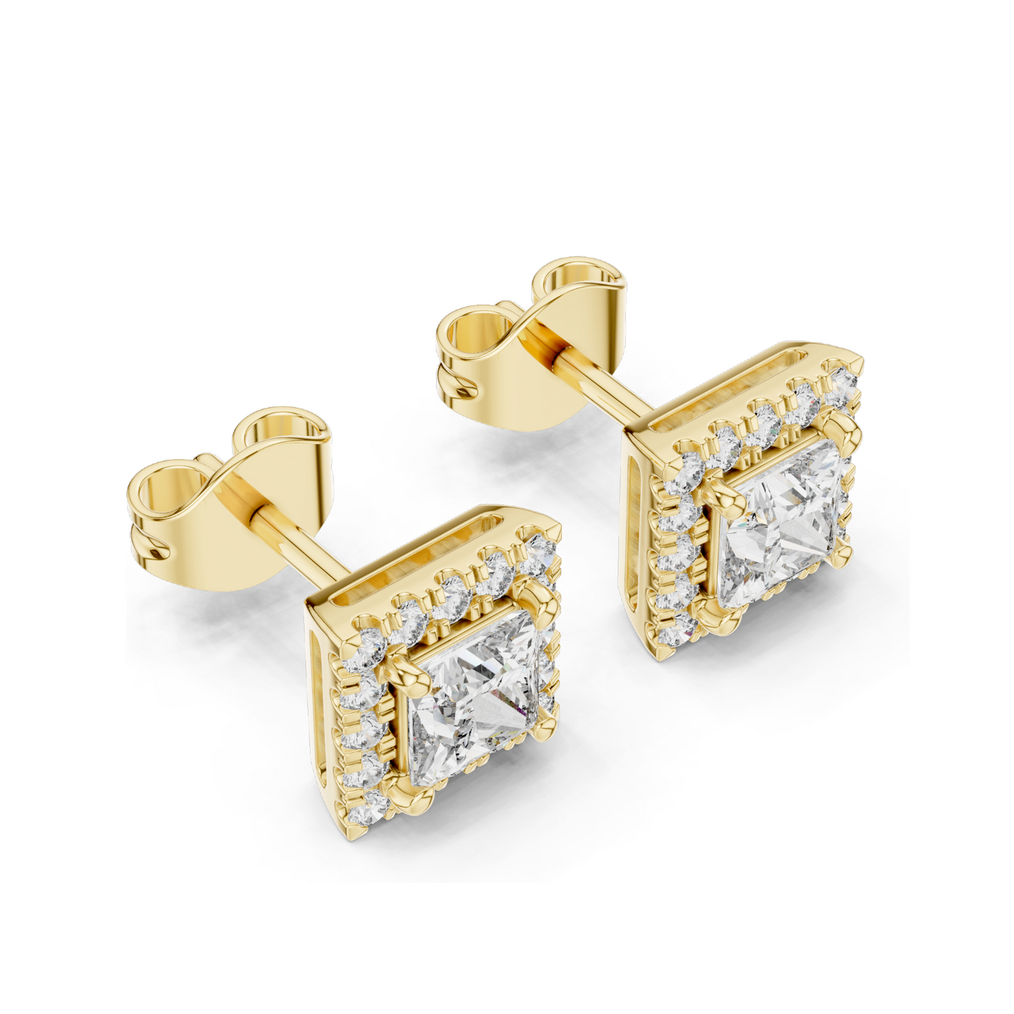 1.288 CT Lab Diamond Princess Cut Stud Earrings | VVS-VS EF Clarity | 18KT, 14KT, 10KT Gold & 925 Silver | Rose, Yellow, White Gold & Moissanite Options