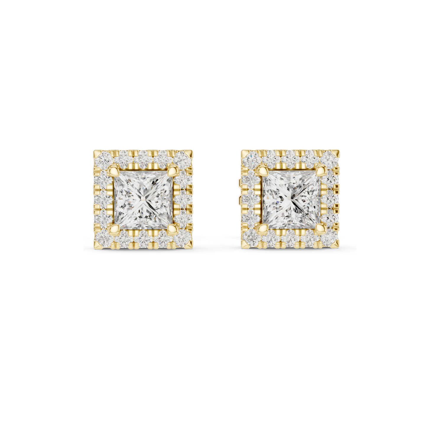 1.288 CT Lab Diamond Princess Cut Stud Earrings | VVS-VS EF Clarity | 18KT, 14KT, 10KT Gold & 925 Silver | Rose, Yellow, White Gold & Moissanite Options