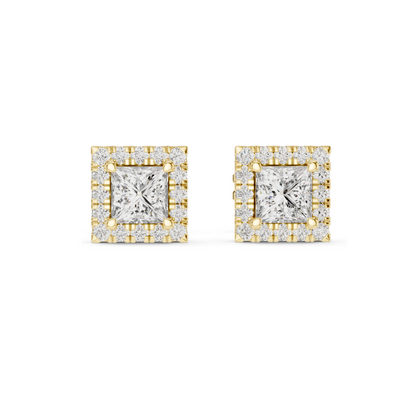 1.288 CT Lab Diamond Princess Cut Stud Earrings | VVS-VS EF Clarity | 18KT, 14KT, 10KT Gold & 925 Silver | Rose, Yellow, White Gold & Moissanite Options