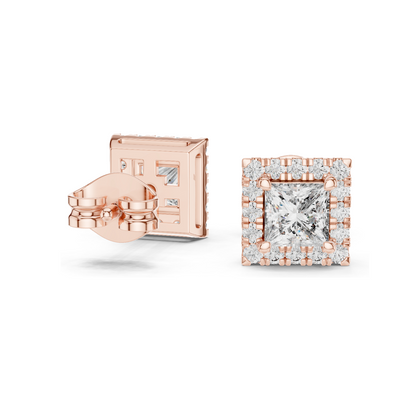 1.288 CT Lab Diamond Princess Cut Stud Earrings | VVS-VS EF Clarity | 18KT, 14KT, 10KT Gold & 925 Silver | Rose, Yellow, White Gold & Moissanite Options