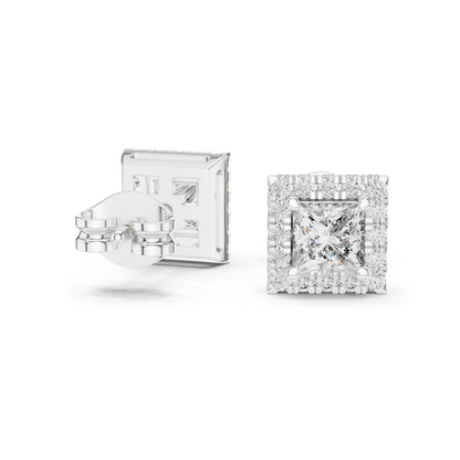 1.288 CT Lab Diamond Princess Cut Stud Earrings | VVS-VS EF Clarity | 18KT, 14KT, 10KT Gold & 925 Silver | Rose, Yellow, White Gold & Moissanite Options