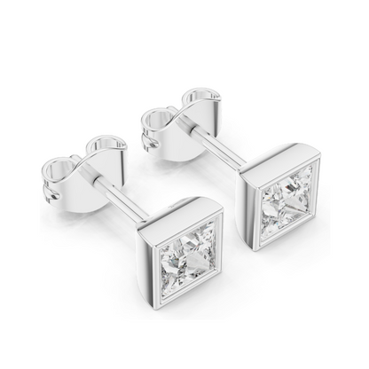 0.88 CT Lab Diamond Princess Cut Earrings for Women | VVS-VS EF Clarity | 18KT, 14KT, 10KT Gold & 925 Silver | Rose, Yellow, White Gold & Moissanite Options