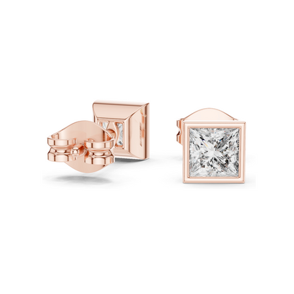 0.88 CT Lab Diamond Princess Cut Earrings for Women | VVS-VS EF Clarity | 18KT, 14KT, 10KT Gold & 925 Silver | Rose, Yellow, White Gold & Moissanite Options