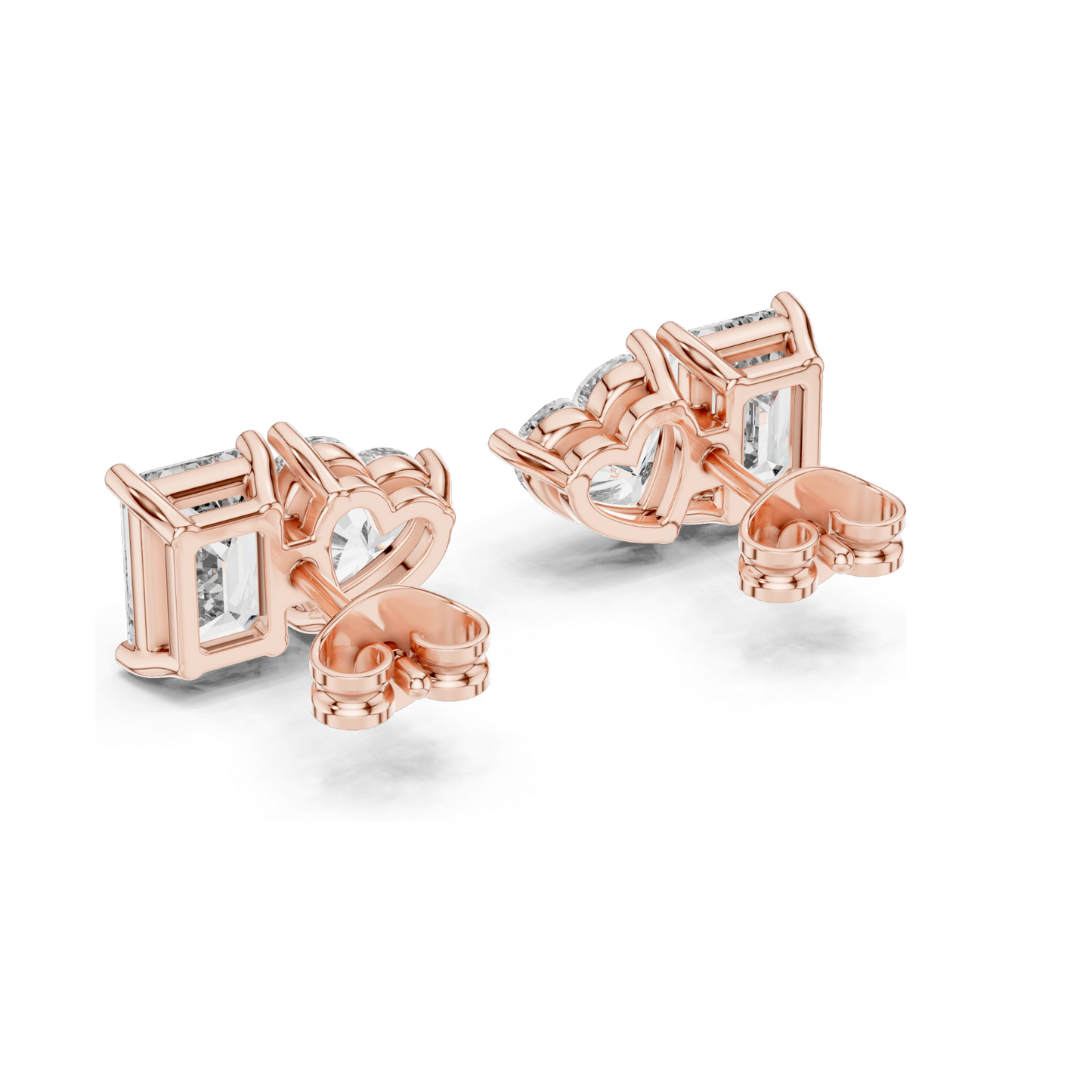 4 CT Lab Diamond & Moissanite Earrings | VVS-VS EF Clarity | 18KT, 14KT, 10KT Gold & 925 Silver | Heart & Emerald Cut | Rose, Yellow, White Gold Options