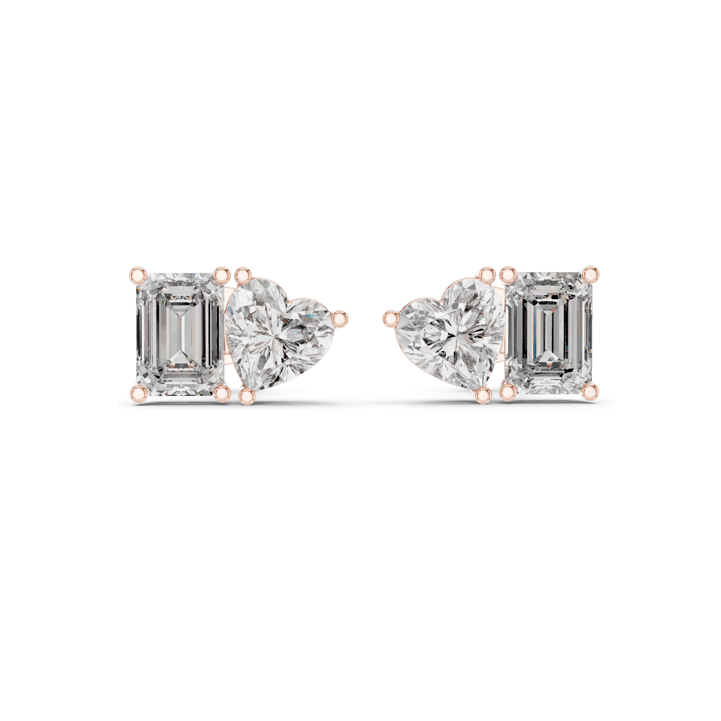 4 CT Lab Diamond & Moissanite Earrings | VVS-VS EF Clarity | 18KT, 14KT, 10KT Gold & 925 Silver | Heart & Emerald Cut | Rose, Yellow, White Gold Options