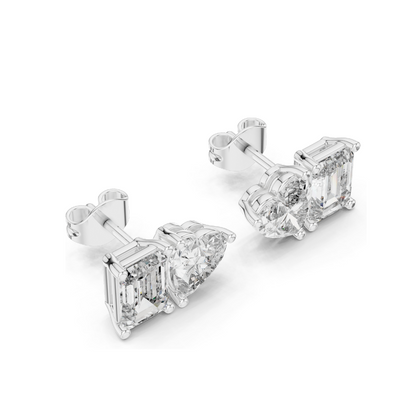 4 CT Lab Diamond & Moissanite Earrings | VVS-VS EF Clarity | 18KT, 14KT, 10KT Gold & 925 Silver | Heart & Emerald Cut | Rose, Yellow, White Gold Options