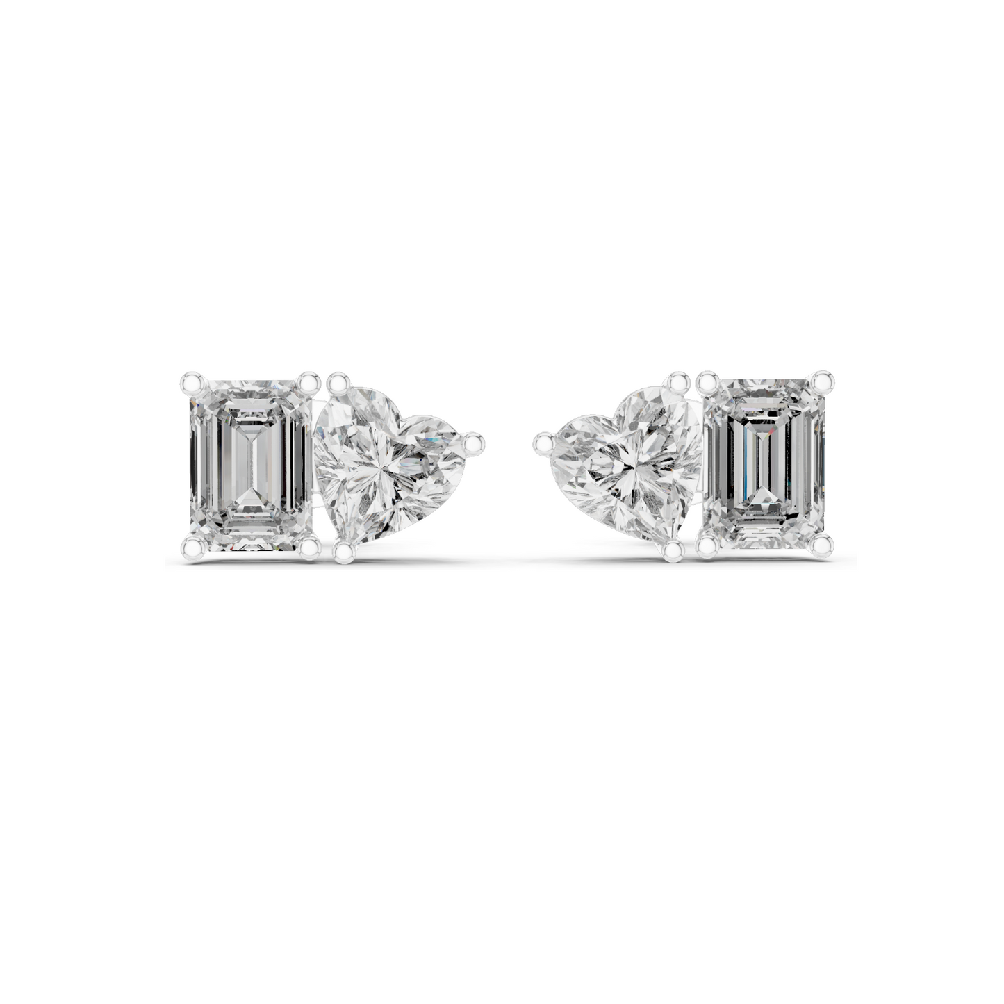 4 CT Lab Diamond & Moissanite Earrings | VVS-VS EF Clarity | 18KT, 14KT, 10KT Gold & 925 Silver | Heart & Emerald Cut | Rose, Yellow, White Gold Options