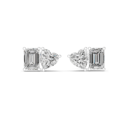 4 CT Lab Diamond & Moissanite Earrings | VVS-VS EF Clarity | 18KT, 14KT, 10KT Gold & 925 Silver | Heart & Emerald Cut | Rose, Yellow, White Gold Options