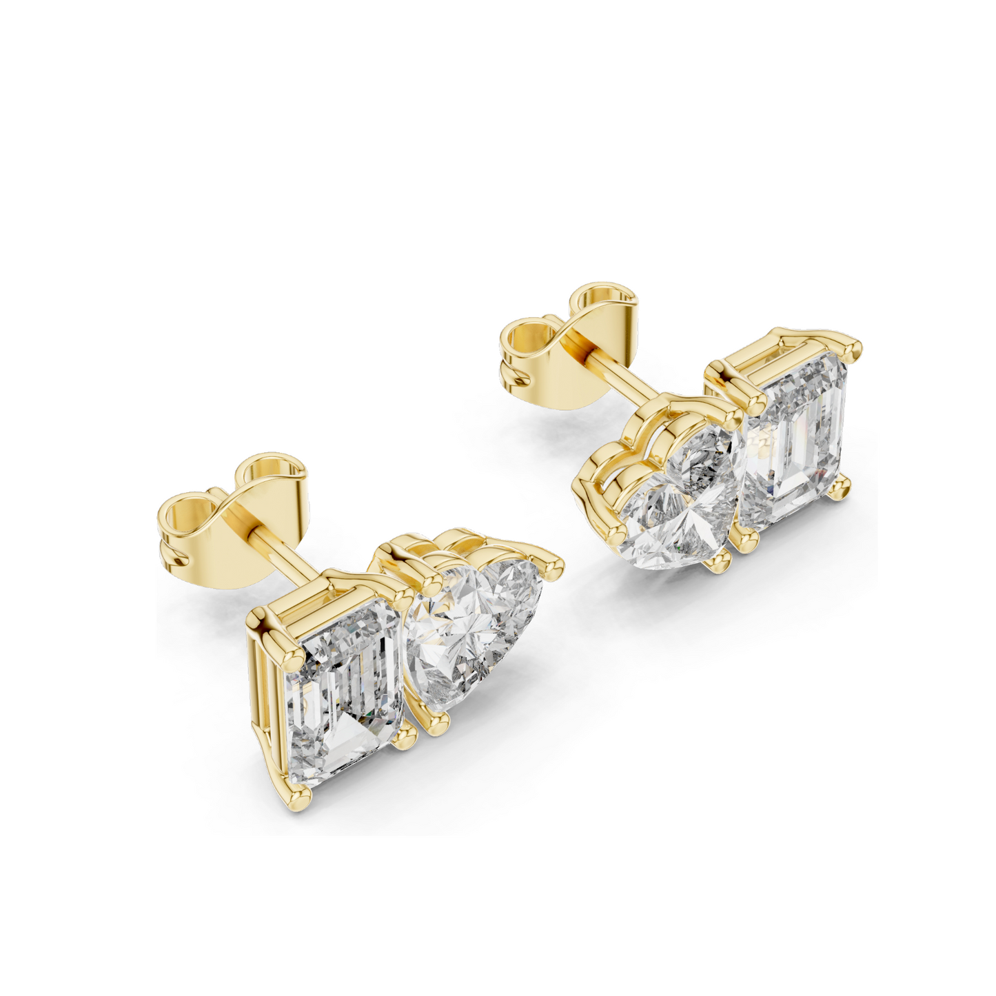 4 CT Lab Diamond & Moissanite Earrings | VVS-VS EF Clarity | 18KT, 14KT, 10KT Gold & 925 Silver | Heart & Emerald Cut | Rose, Yellow, White Gold Options