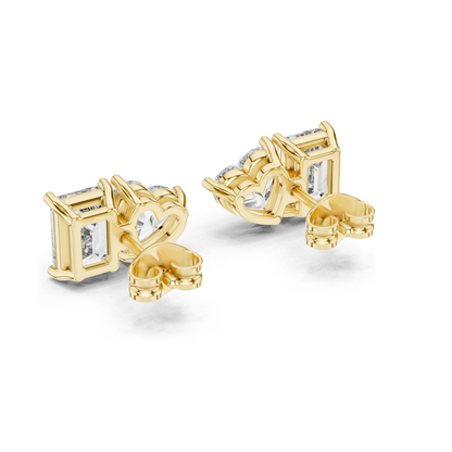 4 CT Lab Diamond & Moissanite Earrings | VVS-VS EF Clarity | 18KT, 14KT, 10KT Gold & 925 Silver | Heart & Emerald Cut | Rose, Yellow, White Gold Options