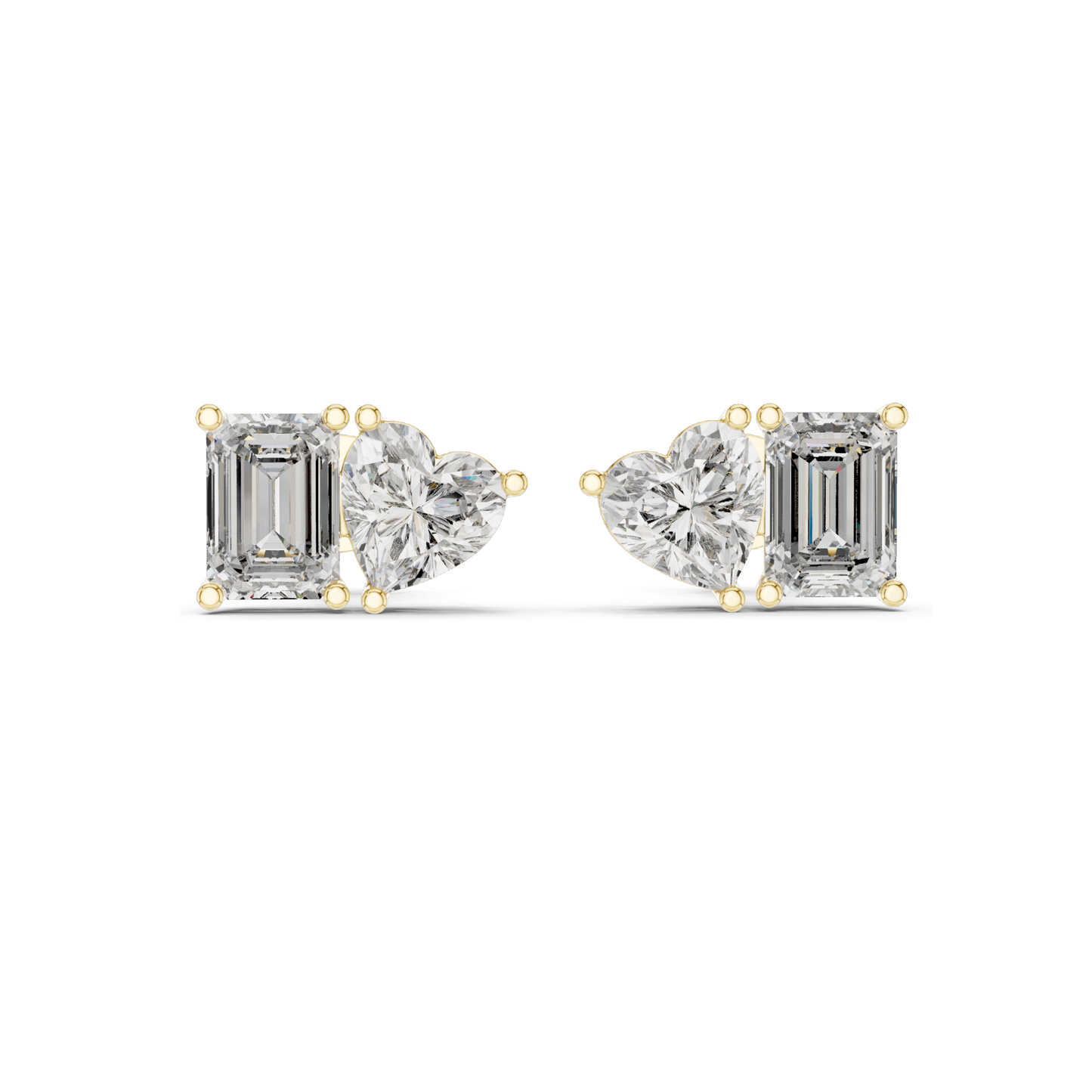 4 CT Lab Diamond & Moissanite Earrings | VVS-VS EF Clarity | 18KT, 14KT, 10KT Gold & 925 Silver | Heart & Emerald Cut | Rose, Yellow, White Gold Options