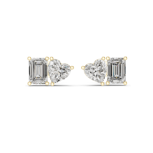 4 CT Lab Diamond & Moissanite Earrings | VVS-VS EF Clarity | 18KT, 14KT, 10KT Gold & 925 Silver | Heart & Emerald Cut | Rose, Yellow, White Gold Options