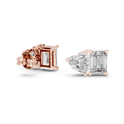 4 CT Lab Diamond & Moissanite Earrings | VVS-VS EF Clarity | 18KT, 14KT, 10KT Gold & 925 Silver | Heart & Emerald Cut | Rose, Yellow, White Gold Options