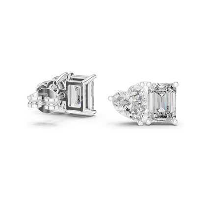 4 CT Lab Diamond & Moissanite Earrings | VVS-VS EF Clarity | 18KT, 14KT, 10KT Gold & 925 Silver | Heart & Emerald Cut | Rose, Yellow, White Gold Options