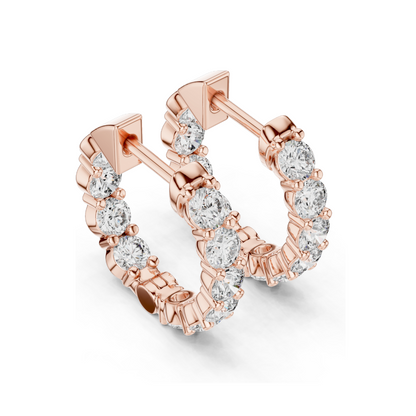 1.6 CT Lab Diamond Hoop Earrings | VVS-VS EF Clarity | 18KT, 14KT, 10KT Gold & 925 Silver | Rose, Yellow, White Gold & Moissanite Options