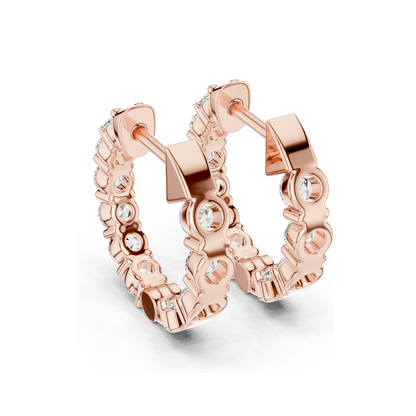 1.6 CT Lab Diamond Hoop Earrings | VVS-VS EF Clarity | 18KT, 14KT, 10KT Gold & 925 Silver | Rose, Yellow, White Gold & Moissanite Options