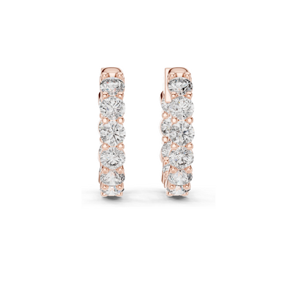 1.6 CT Lab Diamond Hoop Earrings | VVS-VS EF Clarity | 18KT, 14KT, 10KT Gold & 925 Silver | Rose, Yellow, White Gold & Moissanite Options