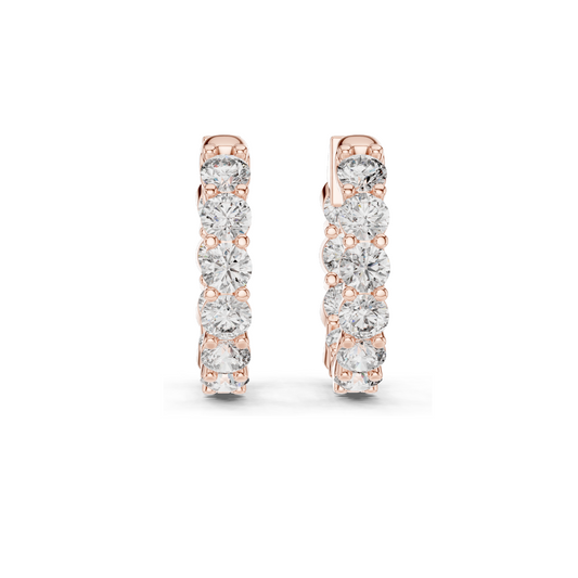 1.6 CT Lab Diamond Hoop Earrings | VVS-VS EF Clarity | 18KT, 14KT, 10KT Gold & 925 Silver | Rose, Yellow, White Gold & Moissanite Options