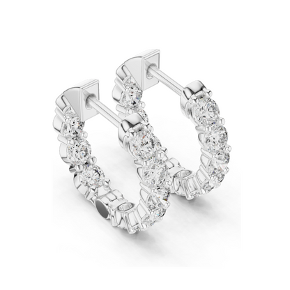 1.6 CT Lab Diamond Hoop Earrings | VVS-VS EF Clarity | 18KT, 14KT, 10KT Gold & 925 Silver | Rose, Yellow, White Gold & Moissanite Options