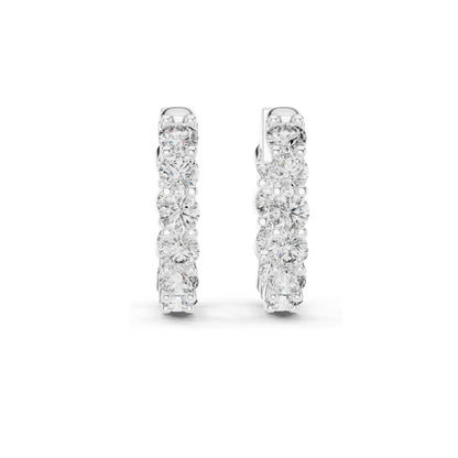 1.6 CT Lab Diamond Hoop Earrings | VVS-VS EF Clarity | 18KT, 14KT, 10KT Gold & 925 Silver | Rose, Yellow, White Gold & Moissanite Options