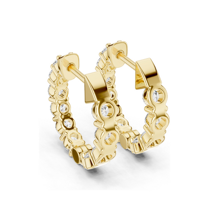 1.6 CT Lab Diamond Hoop Earrings | VVS-VS EF Clarity | 18KT, 14KT, 10KT Gold & 925 Silver | Rose, Yellow, White Gold & Moissanite Options