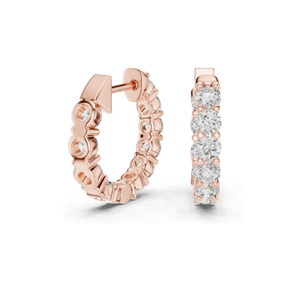1.6 CT Lab Diamond Hoop Earrings | VVS-VS EF Clarity | 18KT, 14KT, 10KT Gold & 925 Silver | Rose, Yellow, White Gold & Moissanite Options