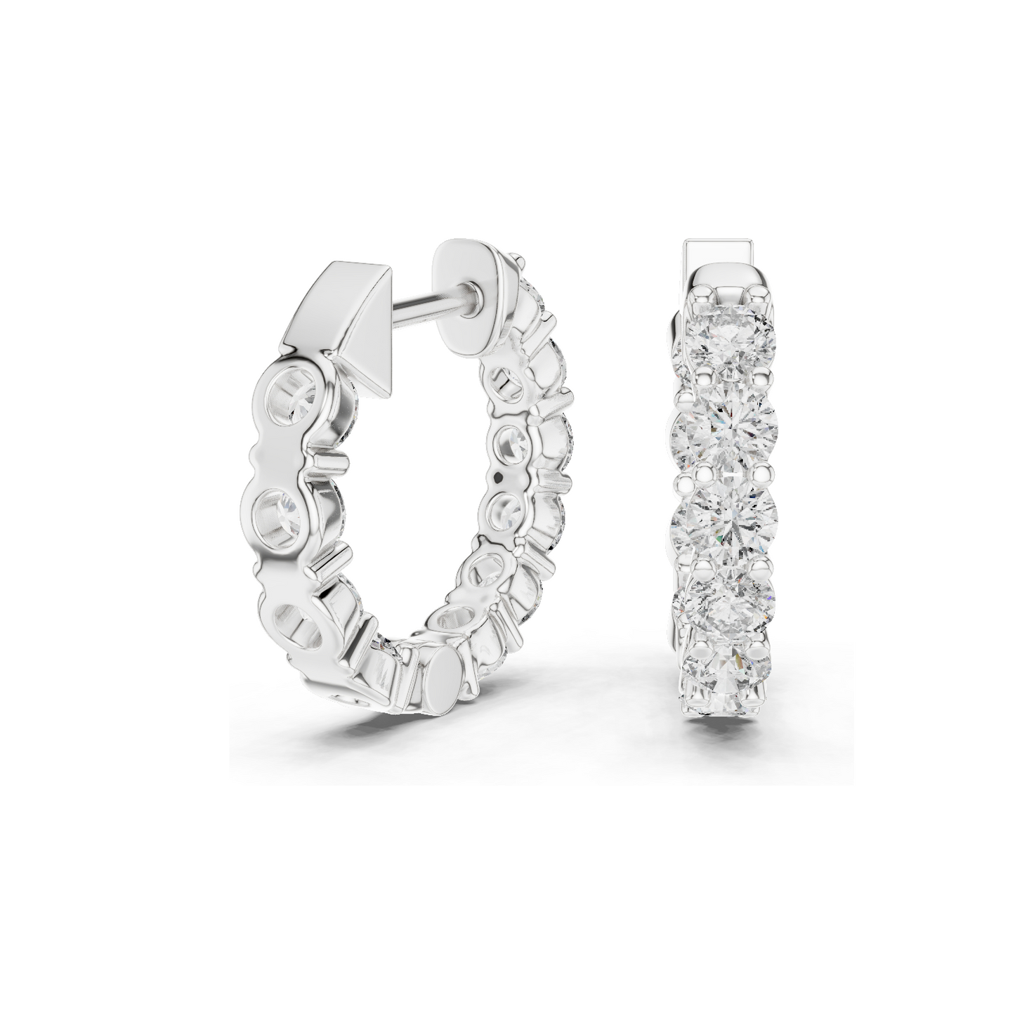 1.6 CT Lab Diamond Hoop Earrings | VVS-VS EF Clarity | 18KT, 14KT, 10KT Gold & 925 Silver | Rose, Yellow, White Gold & Moissanite Options