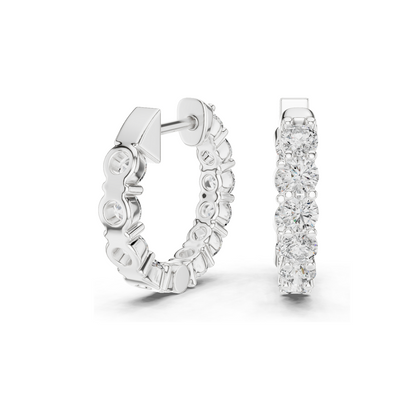 1.6 CT Lab Diamond Hoop Earrings | VVS-VS EF Clarity | 18KT, 14KT, 10KT Gold & 925 Silver | Rose, Yellow, White Gold & Moissanite Options
